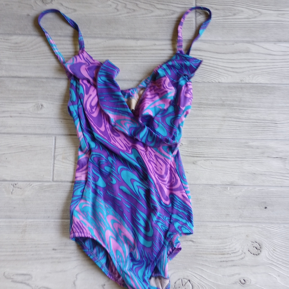 Robby Len Vintage Swimsuit One Piece Bathing Suit Ruf… Gem
